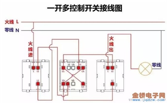 一開(kāi)多控制開(kāi)關(guān)接線圖